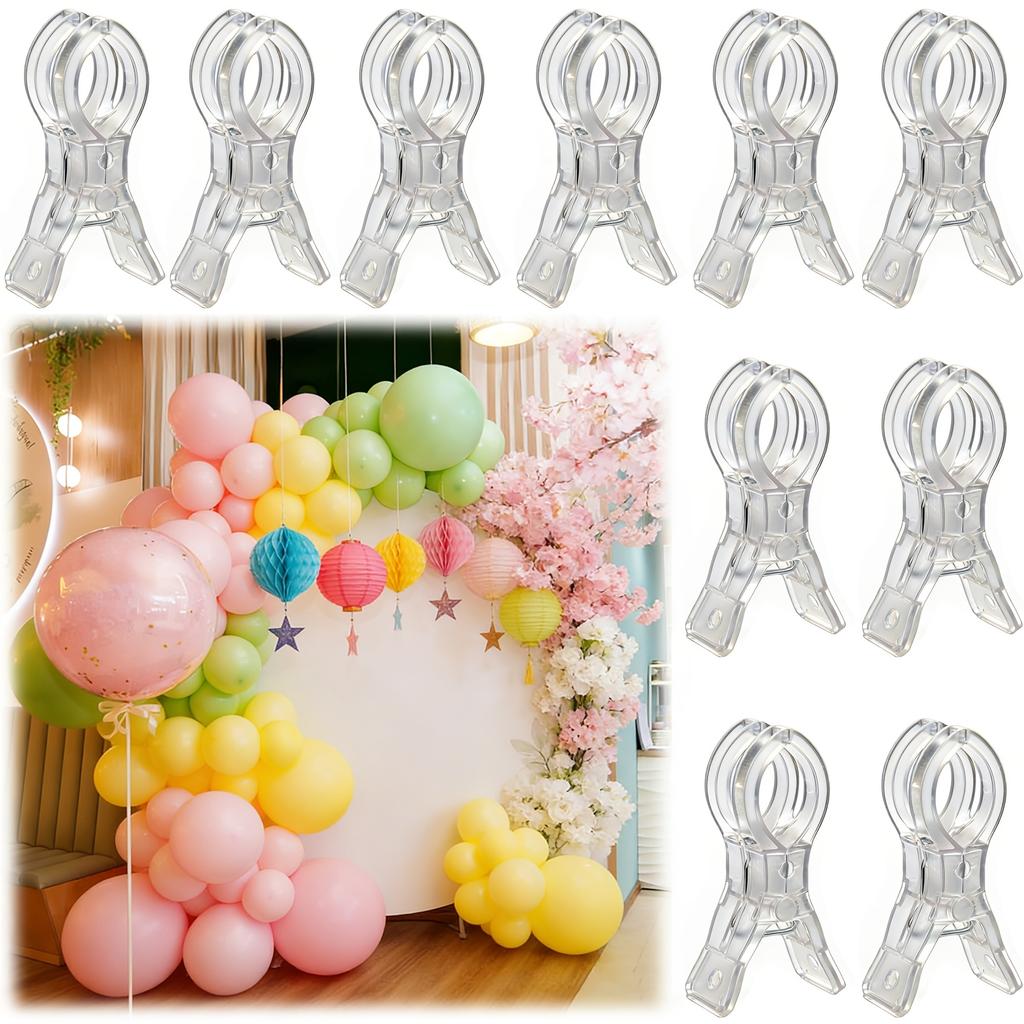 10pcs 3.5 Inch Heavy Duty Spring Clamp,Transparent Plastic Multipurpose Clip for Balloon Arch Backdrop Fixing,Photography Studio