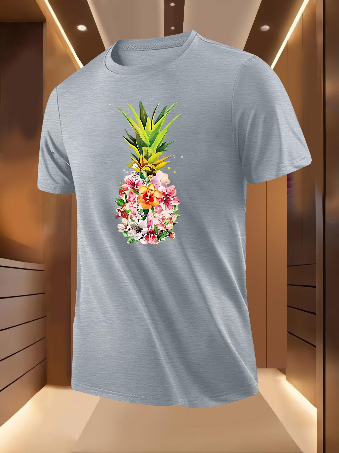 Tropical Pineapple Hibiscus Floral Print Tshirt - Breatha... XXXXL
