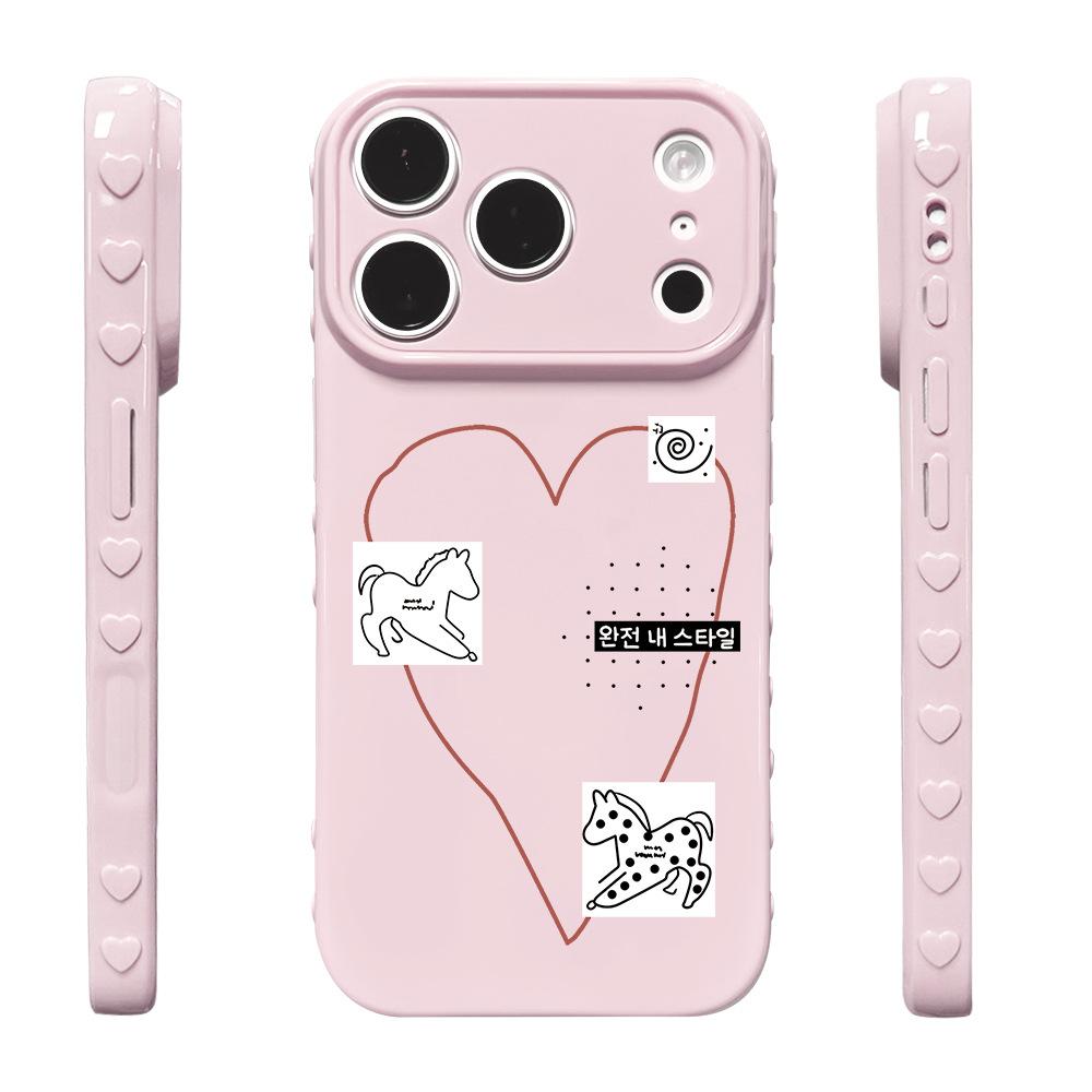 Hand-painted Love Applies To Apple 15 Mobile Phone Case 17PM Protective Case 17/16PRO New Niche iPhone Anti-drop