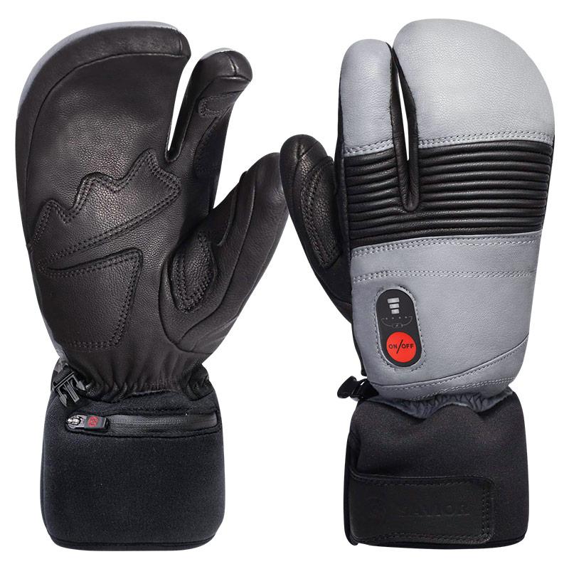 Full Goat-skin Leather Waterproof Winter Hand Warmer Rechargeable Battery Electric Heating Ski Mitten Snowmobile Heated Gloves S
