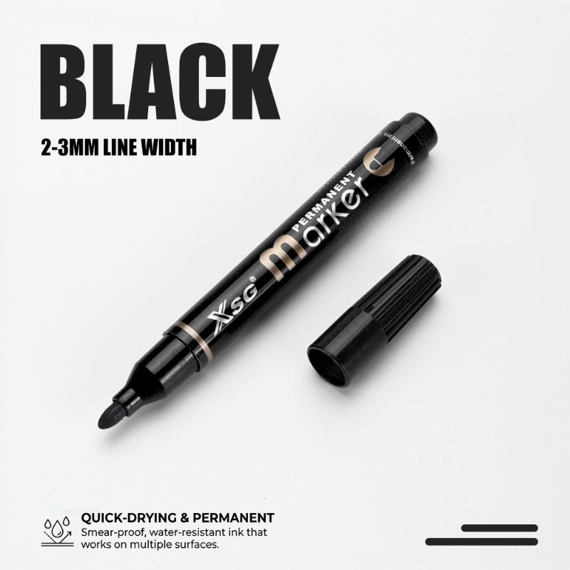

Permanent Markers Oil Based Waterproof Multi Surface Safe Ink For Office Home School Industrial Teaching Art Craft Labeling Use чёрный