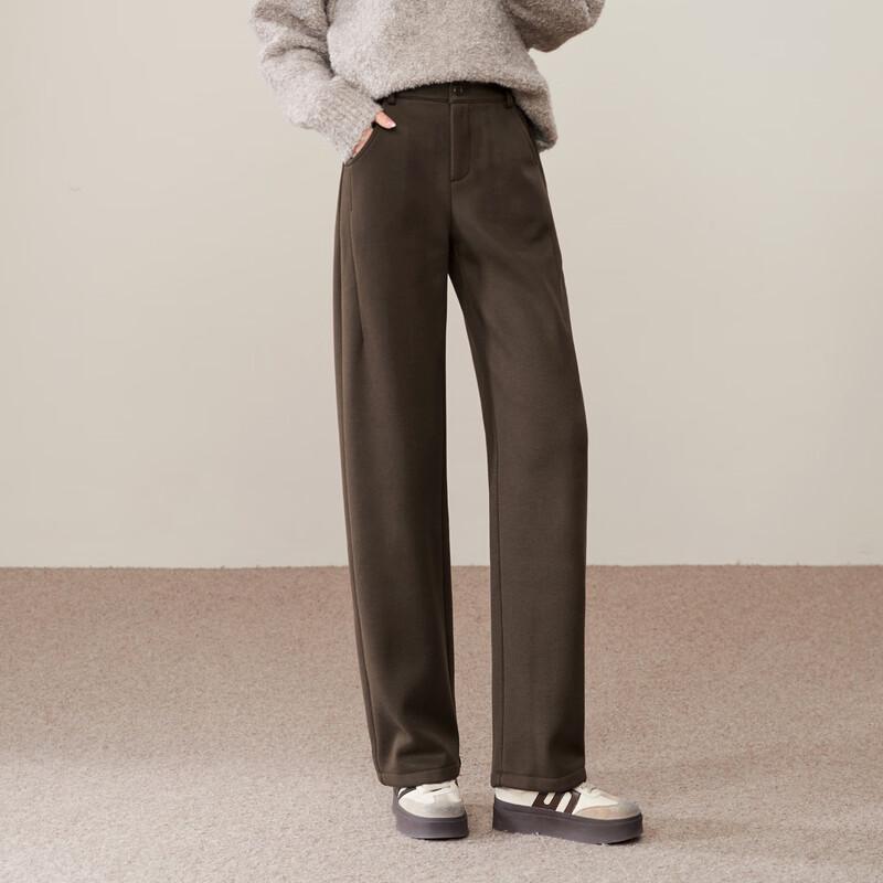 ESE-Y Women's Winter Fleece-Lined High-Waist Straight Leg Banana Pants