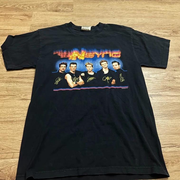 Vtg NSYNC 90s Boy Band T Shirt Sz Medium *rare* double sided graphic Signature 3XL
