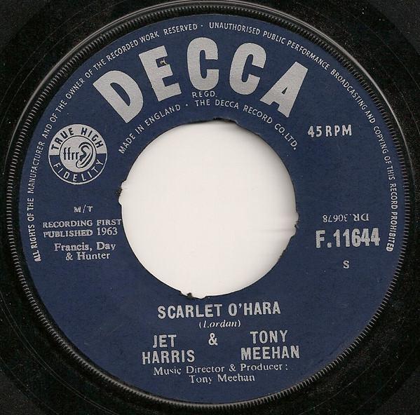 

7-дюймовая пластинка JET HARRIS TONY MEEHAN Scarlet OHara F11644 Decca 1963 UK Rock Б/у