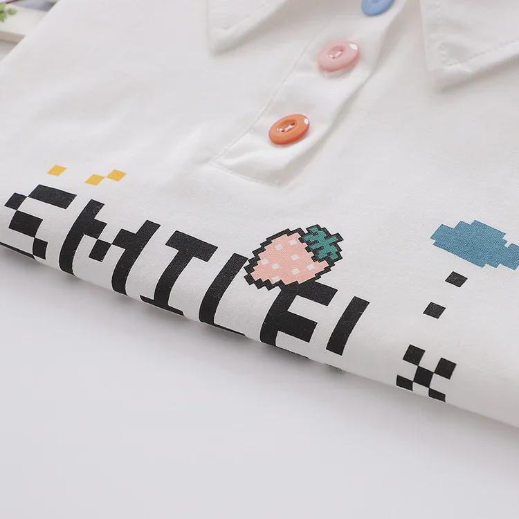 Sweet Junior High Summer Polo Shirt & High-Waist Skirt Set
