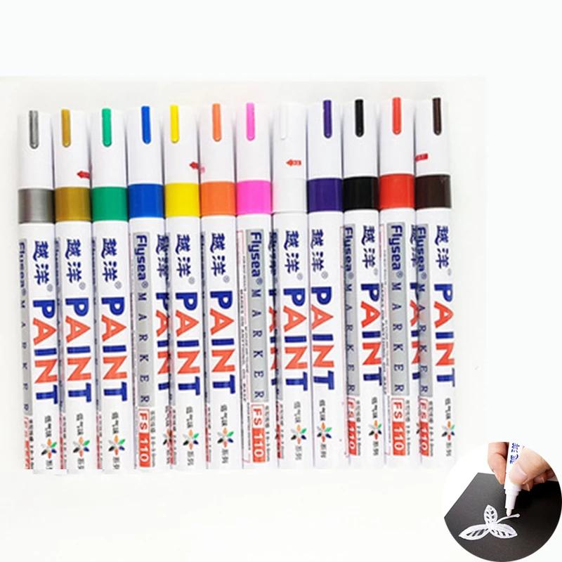 12 Color White Waterproof Rubber Permanent Paint Marker Pen Car Tyre Tread Environmental Tire Painting