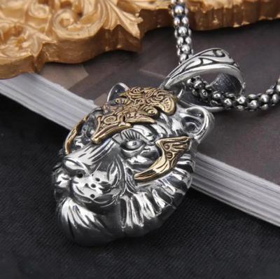 Modische Tigerkopf-Anhänger Tier Tiger Halskette Herren Punk Hip Hop Trendy Casual Schmuck Geschenk