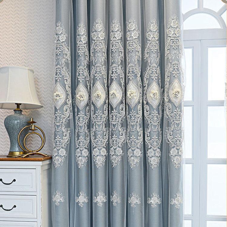 Európai stílusú függönyök sötétítő ruha fonal dombornyomott hímzés nappali hálószoba luxus függönyrúd