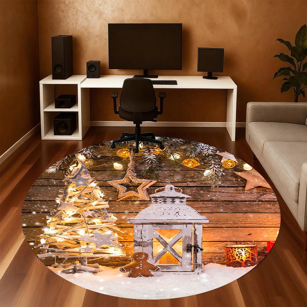 1pc Christmas decorations Round Chair mat Area Rug - Non-Slip, Floor Mat for Office, Bedroom, home decor Christmas Gift p0811191