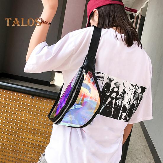Transparent Waist Bag Waterproof Mini Fanny Pack Iridescent Belt Bag with Adjustable Strap for Women Men Travel Fitness Outdoor Use
