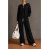 Damen Zweiteiliges Set Langarm-Sweatshirt und Weite Hosen Einfarbig Lässig