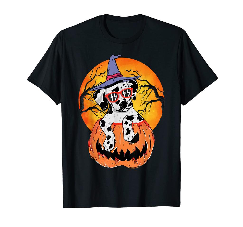 Halloween Dalmatian Witch Pumpkin Dog Lover Gift for Women and Men T-Shirt