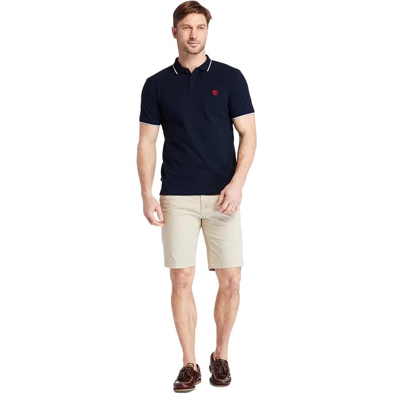 Timberland Tree Embroidered Logo Casual Short Sleeve Polo Shirt Men Polo Shirts Dark-Blue A2EH3-433