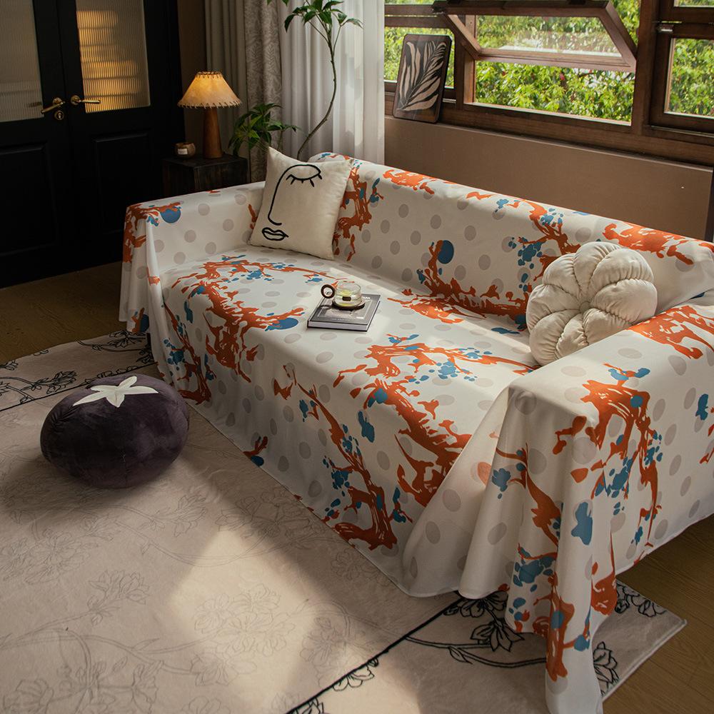 One-Piece Summer Sofa Towel Full Covered New Chinese Style Chinese Ink Style Plum Blossom Breathable Cushion Sofa Mat Cover Cloth
