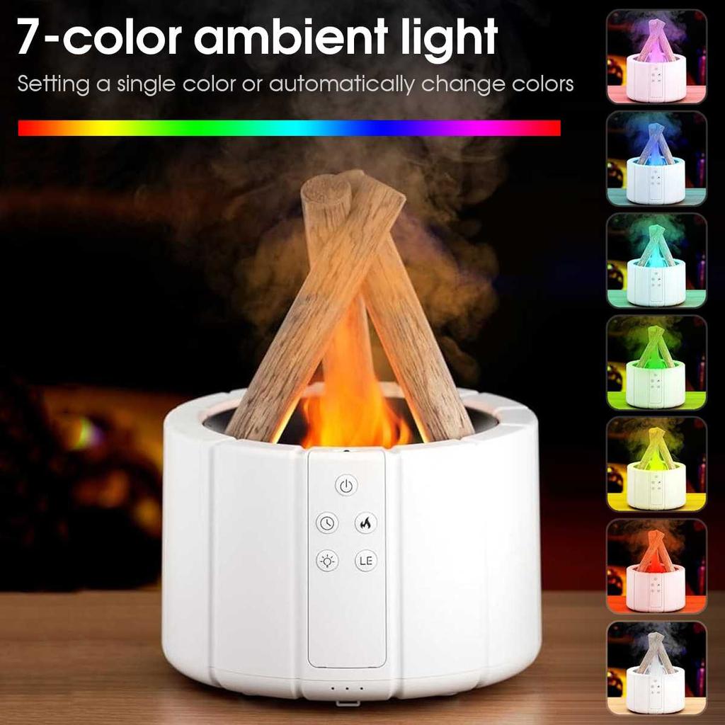 Aromatherapy Diffuser with Wooden Stick-remote Control, White Noise, Air Humidifier Warming Function and 7-color LED Light.