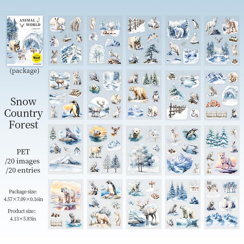 

20 листов Книга наклеек Мир лесных животных эстетичные Декоративные для дневника альбома канцелярские наклейки для джанк-журнала