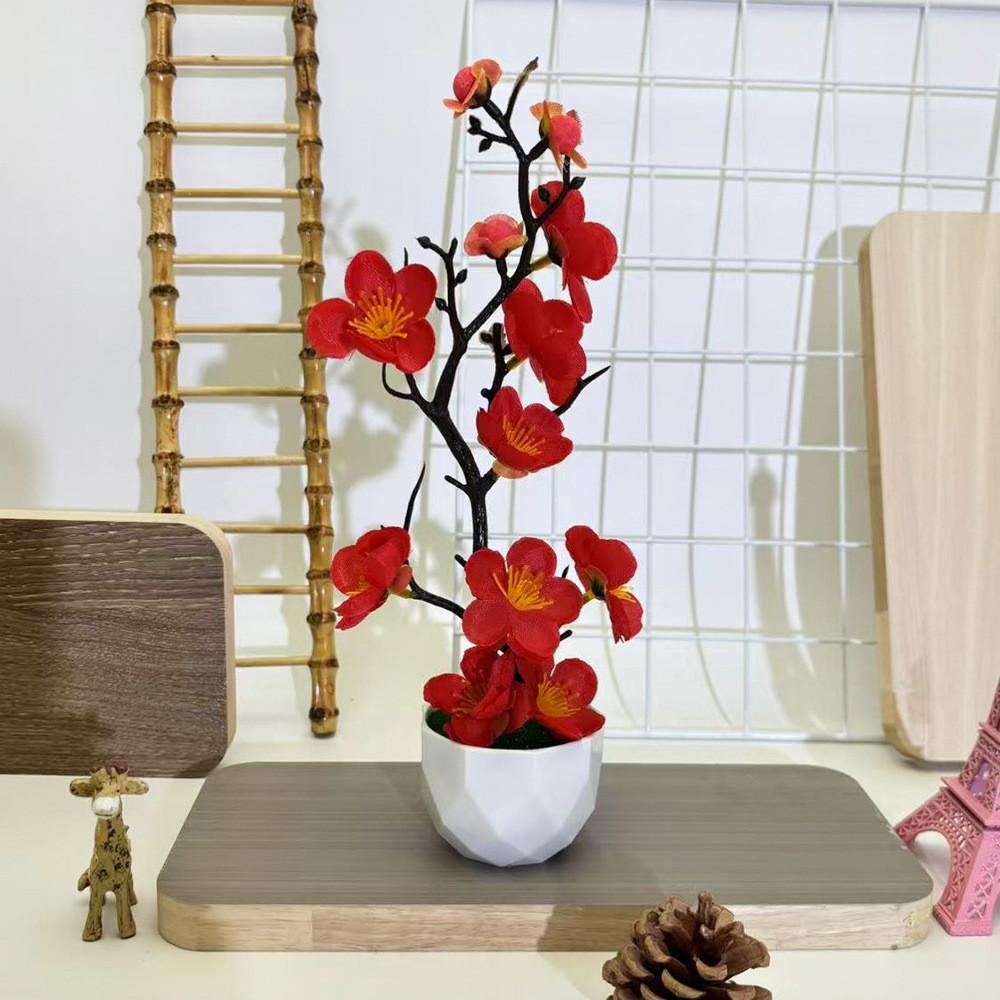 Plum Blossom Faux Plant With Plastic Stem For Wedding Decorations And Photography Props