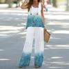 Loose Casual Suit, Women's Printed Sleeveless Top, Elastic Waist, High Waisted Pants, Two-piece Set