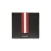 Bevye Letter Logo Stripe Embossed Cowhide Wallet Men Wallets Black 6218013