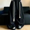 Men's Spring and Autumn Drawstring Wide Leg Mopping Pants Grey Simple Scimitar Sweatpants Trend