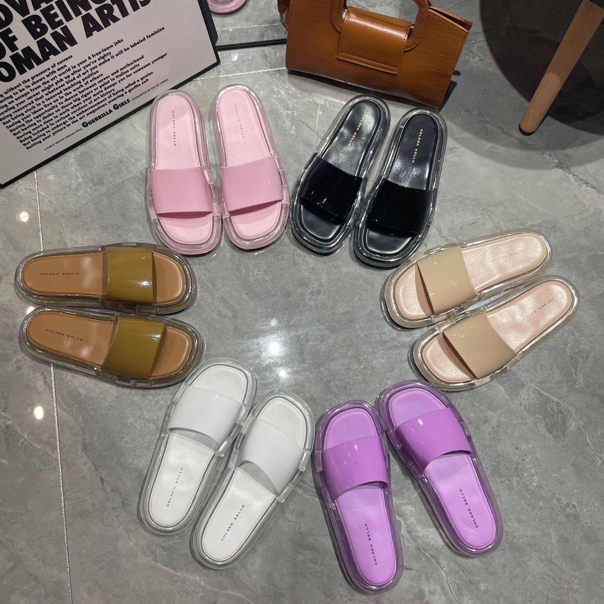 

2025 новые однотонные тапочки со стразами, модные полуквадратные носки, одно слово, верхняя одежда, женские домашние тапочки на плоской подошве 36 розовый