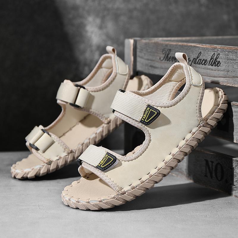 Fashion Men Leather Sandals Summer Classic Men Shoes Slip On Fashion Slippers Soft Sandals Men Roman Comfortable Walking Footwear