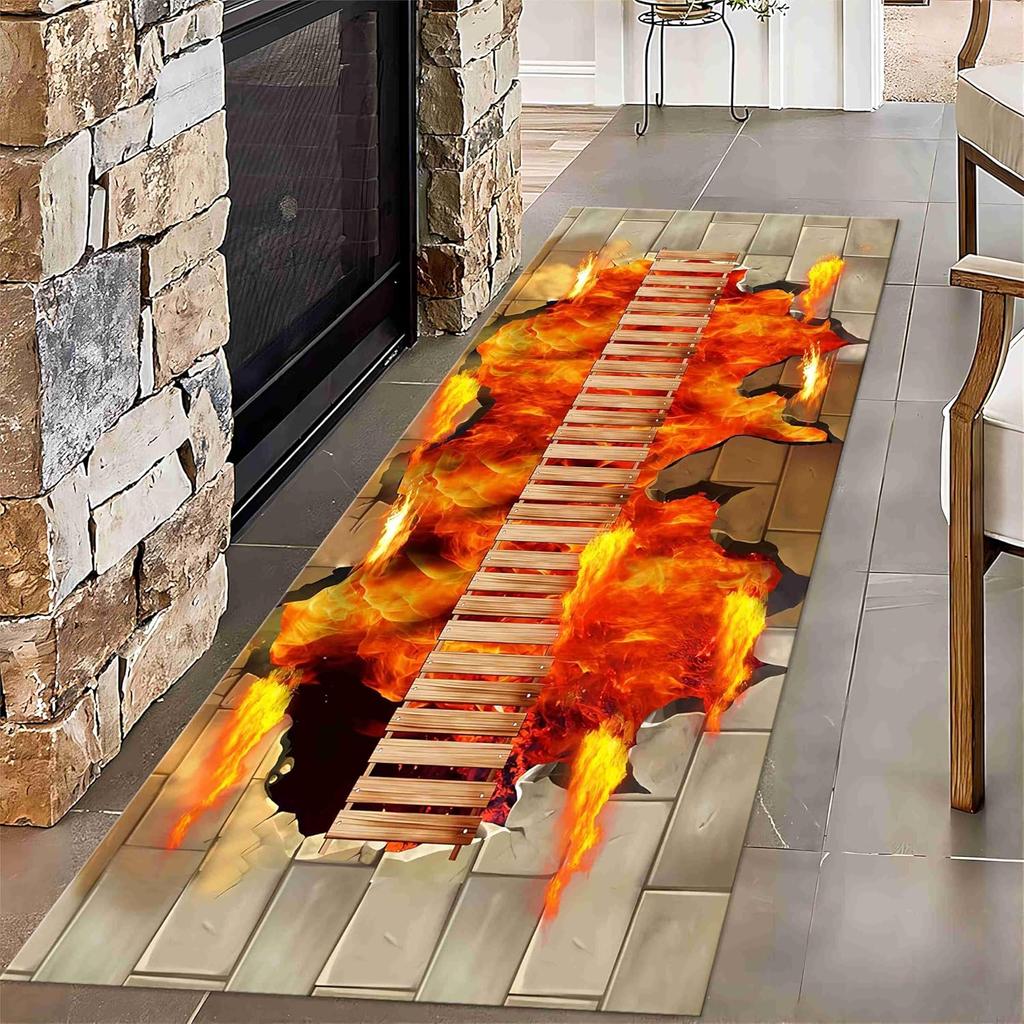 Tappeto Runner Illusion Ottica 3D Stampa Fiume Canyon Vegetazione Verde Tappeti Lunghi per Corridoio Camera da Letto Soggiorno Tappeto Ingresso