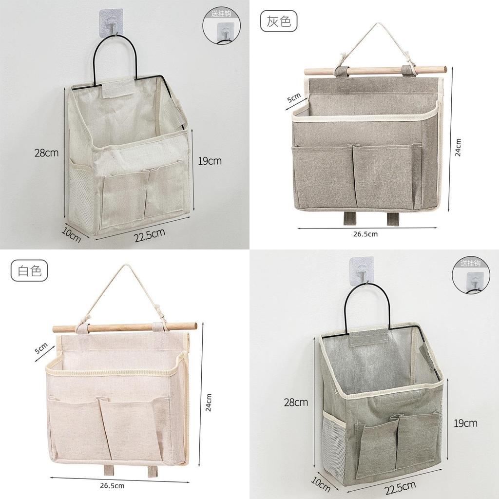 Student Cotton Fabric Wall Hanging Storage Bag With Multiple Pockets For Dorm Room Organizer