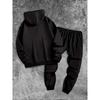 Classic Men's Casual Suit, Printed Drawstring Hoodie with Pockets and Drawstring Running Pants, a Must Have for Fashionable Men