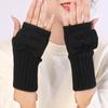 Thick Warm Bowknot Knitted Gloves Soft Half Finger Gloves Cute Arm Warmers  Women Girls