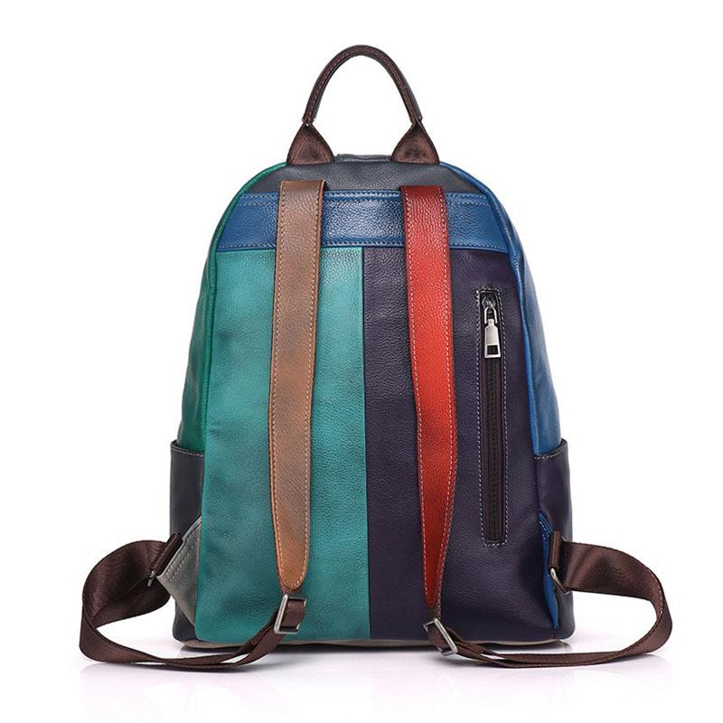 Casual Daily Genuine Leather Backpack Woman Unique Real Cow Leather Shoulder Bags Ladies Fashi Cowhide Travel Bagpack
