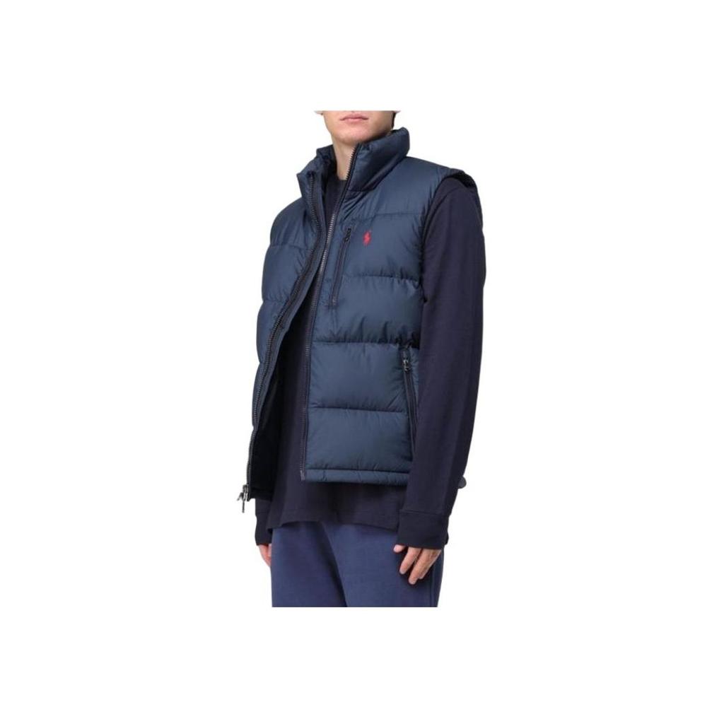 Polo Ralph Lauren Stand Collar Logo Print Zip Sleeveless Vest Men Vest Navy-Blue 710940236-002