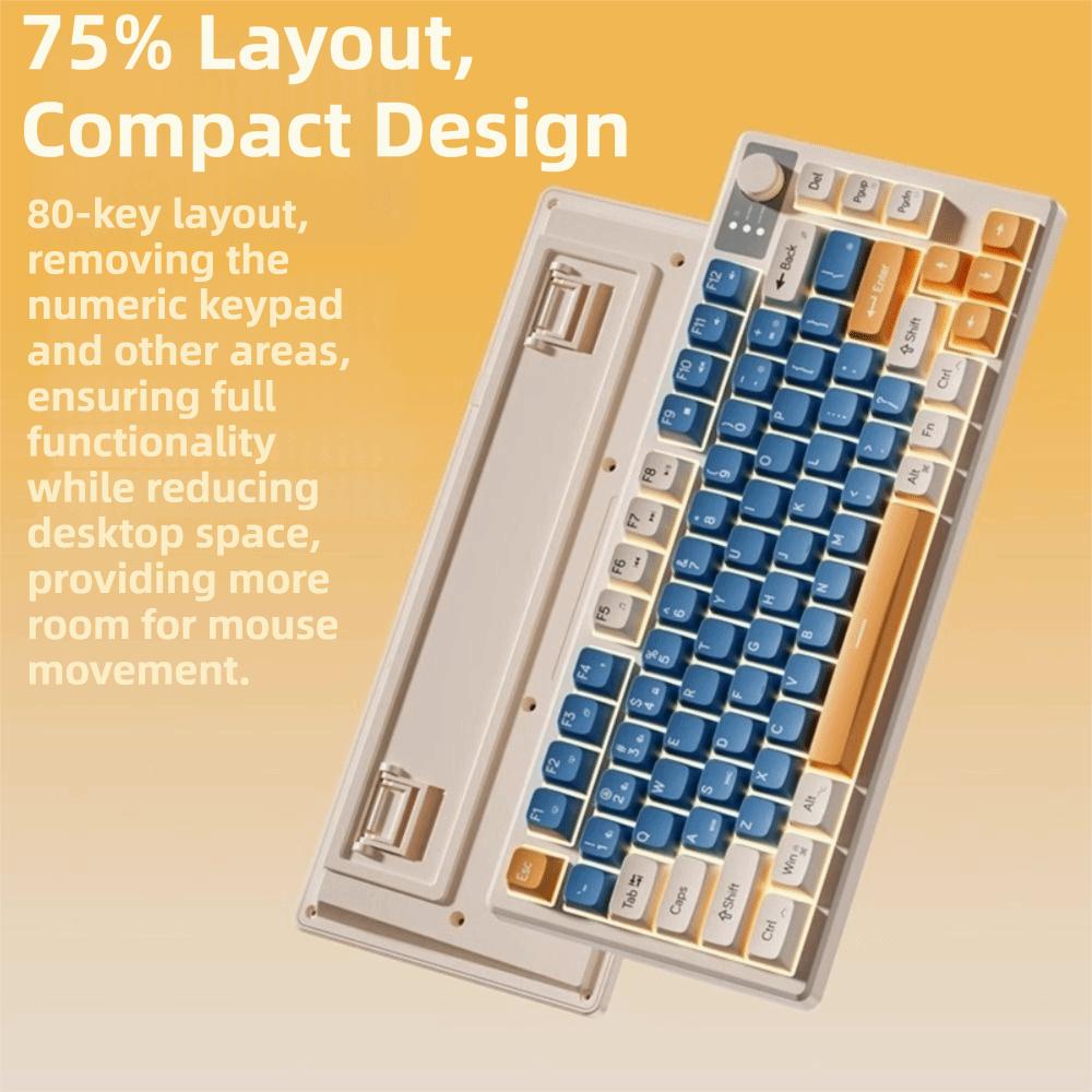 Wired Connection Gaming Mechanical Keyboard Compact Layout Ultra-Quiet Mechanical Feel Keyboard 75 Layout