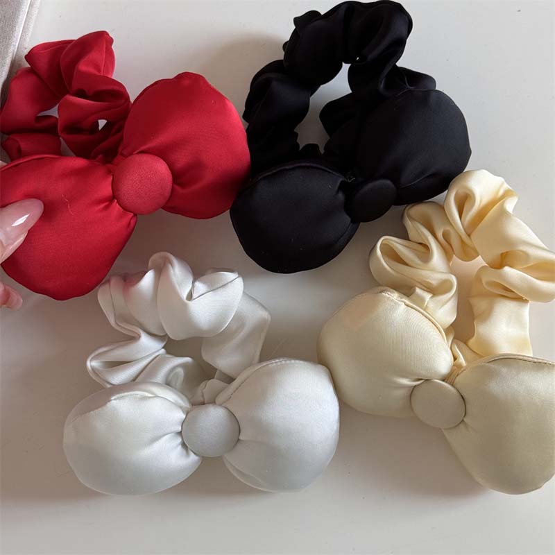 Noi Elastice de Păr Colorate cu Fundă Coreene pentru Femei, Dulci, Culoare Solidă, Satin, Elastice pentru Coadă de Cal, Accesorii de Păr