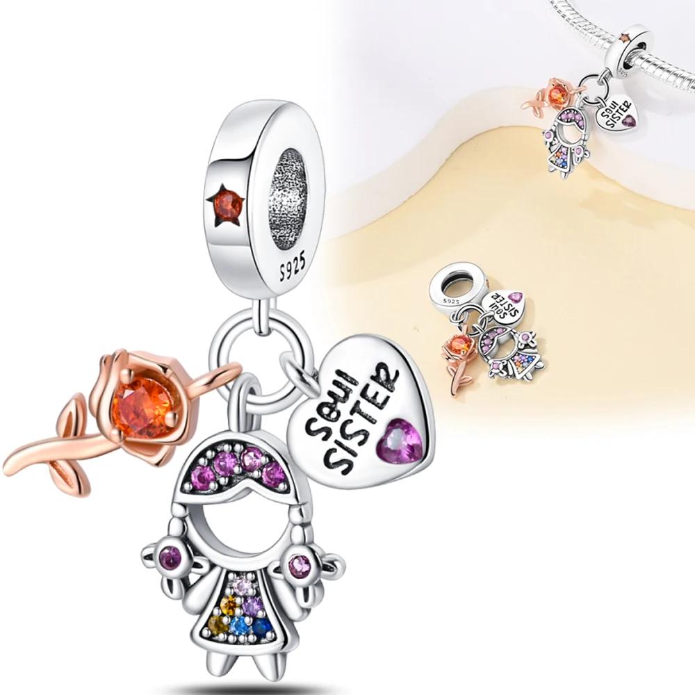 Coppersweetheart Sisters Series Charms Fit Original Bracelet Diy Beads For Women Fine Jewelry Birthday Gift Diy