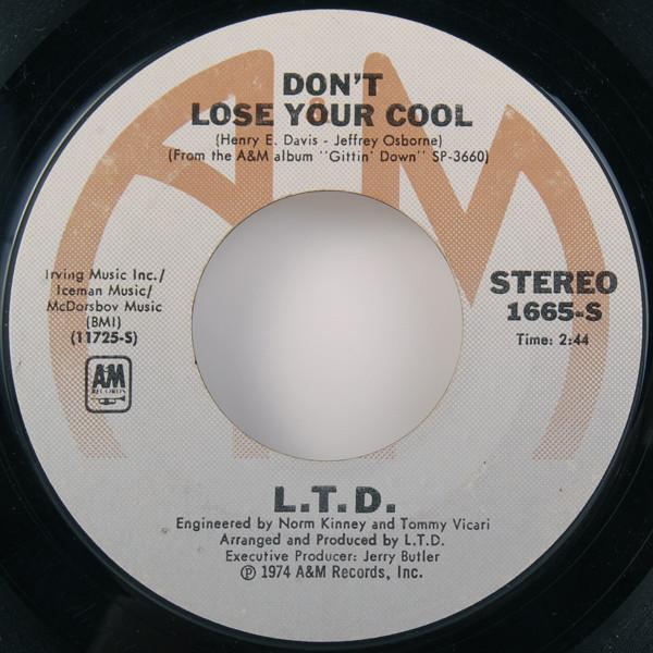 

7-дюймовая пластинка L.T.D. Не теряй хладнокровие 1665S AM Records 1974 США SoulFunk Б/у