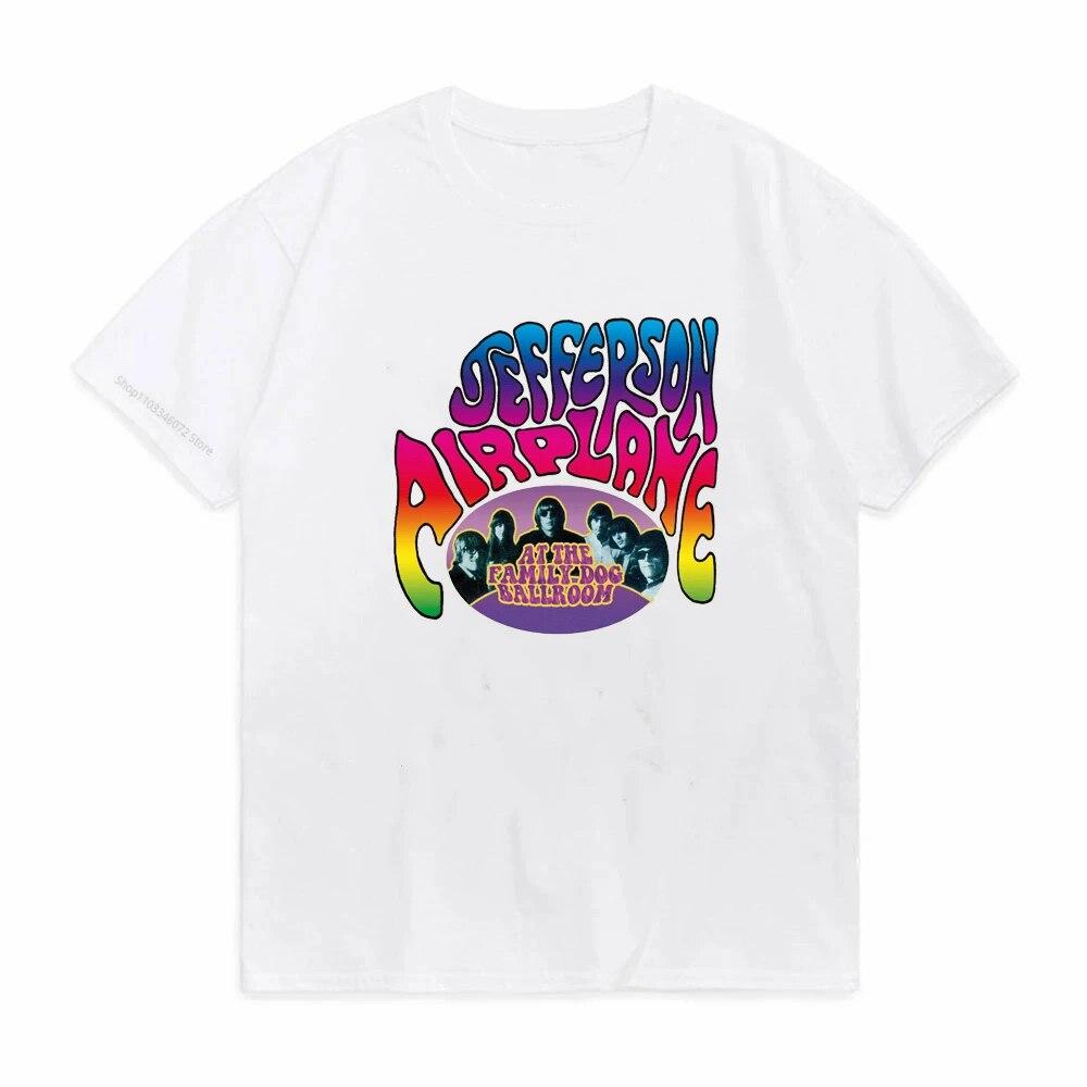 Jefferson Airplane Bílý králík Stoner Psychedelický rock grafická trička s krátkým rukávem Harajuku Letní tričko s kulatým výstřihem