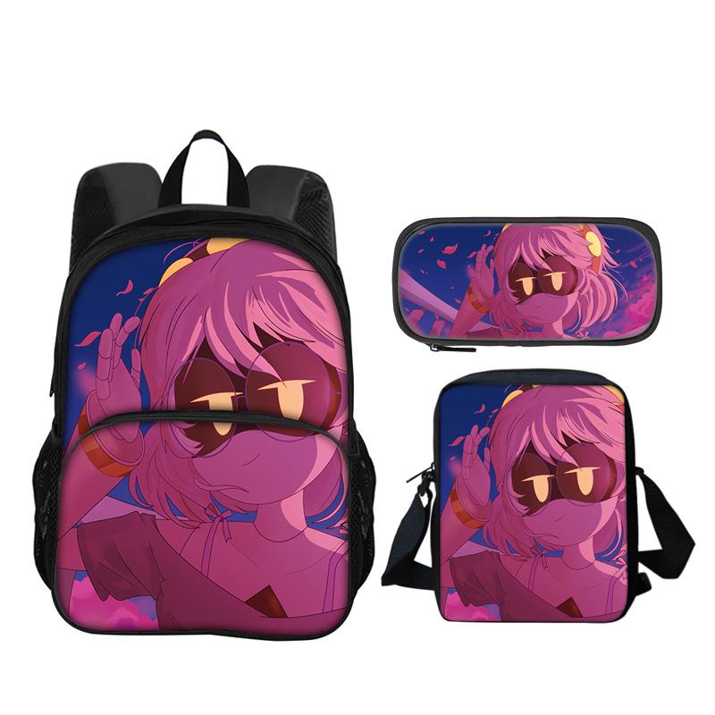 Murder Drones Round Front Bag Backpack Pen Bag Shoulder Bag 3Pcs Set Versatile  Boy or Girl School Birthday Best Gift