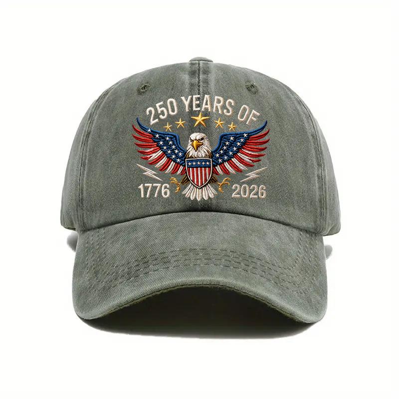 Independence Day Print Curved Along Soft Top Vintage Washed Outdoor Baseball Hat