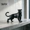 Small Panther Sculpture 3D Printed Black Ornament Mini Matte Desktop Decoration Jungle Animal Figurine Figure for Kids, Toy Gift Boys and Girls Modern