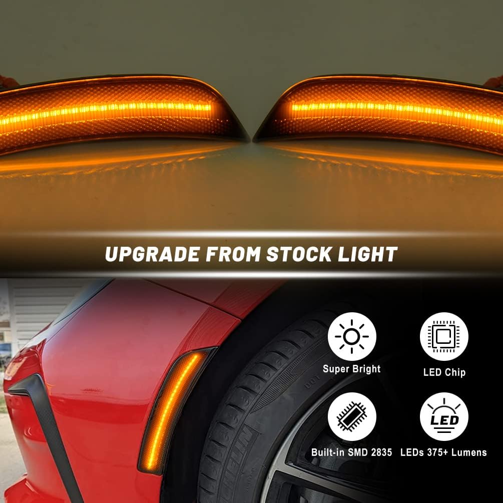 NJSBYL Amber LED GR86 Side Marker Lights Assembly for 2022 2023 Toyota GR86 Subaru BRZ Left Driver Right Passenger Side Bumper Marker Light Turn