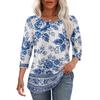 Women's Casual Round Neck Loose Three-Quarter Sleeve Top Blouse