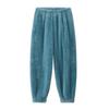 Winter Pajama Pants Thick Plush Elastic Waist Loose Keep Warm Leg-Binding Design Unisex Homewear
