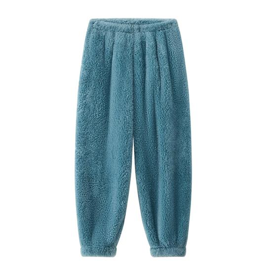 Zimové pyžamové kalhoty Hrubé plyšové Elastický pas Volné Udržují teplo Design obepínající nohy Unisex Domácí oblečení