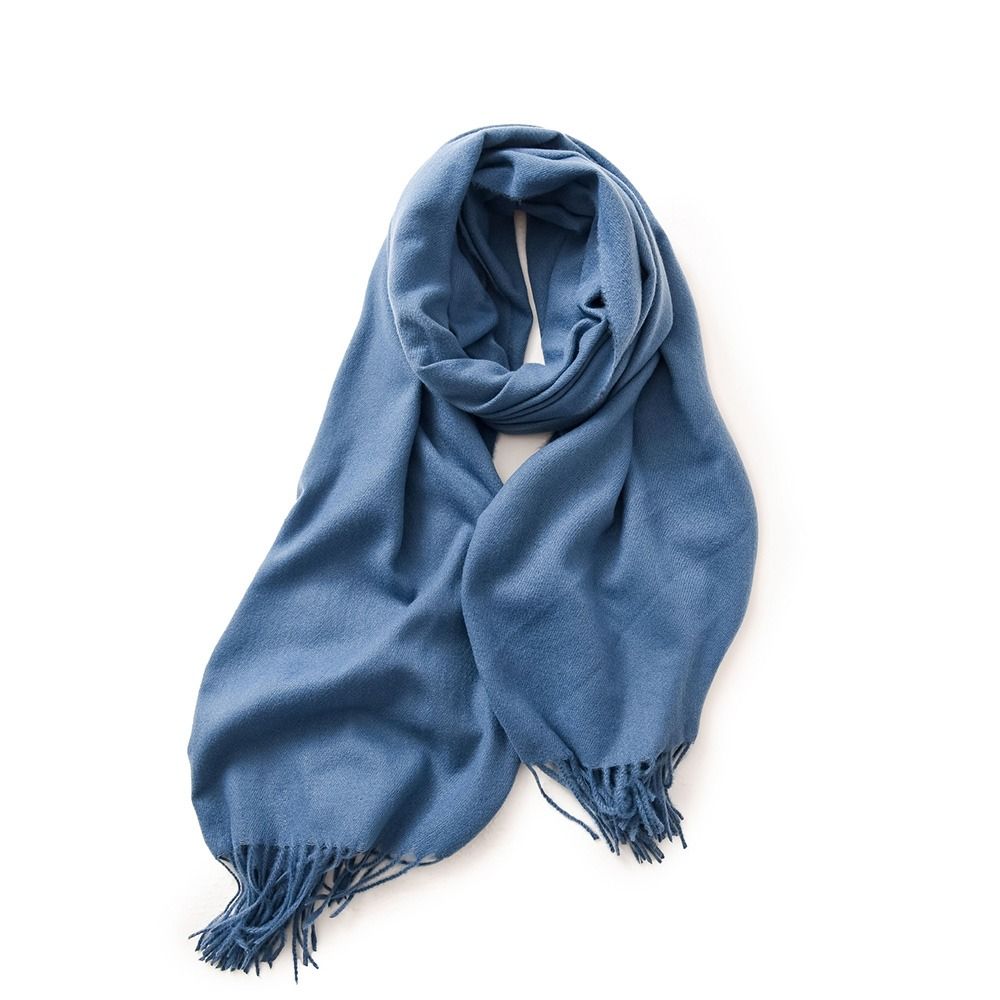 

Long Neckerchief Thicken Pashmina Shawl Wraps Neck Guard Shawl Cashmere Scarf Women синій