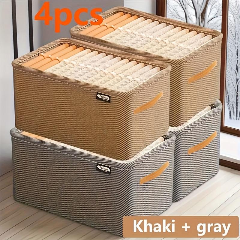 

4pcs Clothing Storage Basket Desktop Toy Storage Box Wardrobe Pants Storage Artifact Home Bedroom Storage Basket