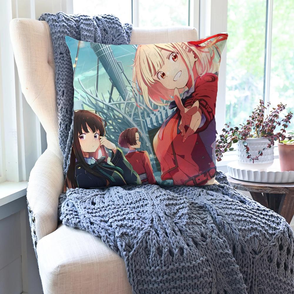 Lycoris Recoil Animation Pillow Case Square Pillow Bedroom Sofa Leisure Comfort Cushion Car Living Room Home Decoration 40X40