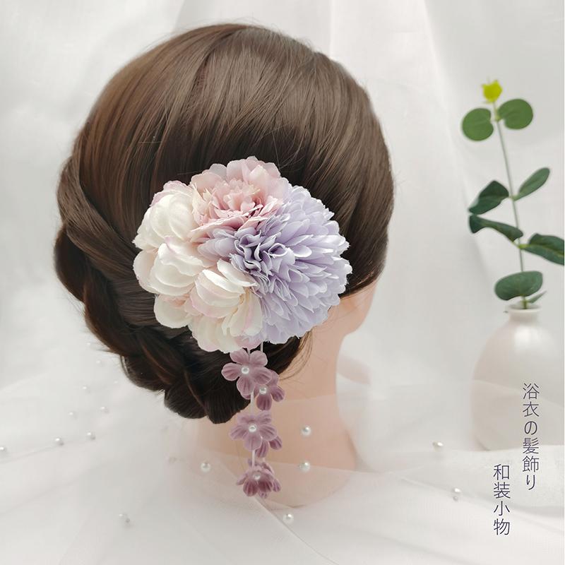 Japanische handgefertigte Haarspange mit Stoffblume, Quaste, Kimono-Haarnadel, Kopfschmuck, Geisha-Haarspange, Haarnadeln für Hochzeiten und Feste