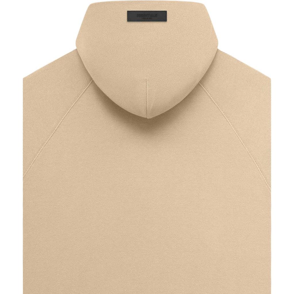 Fear of God Essentials SS23 Waffle Raglan Hoodie with Logo Print Men Hoodie Sand White FOG-SS23-035