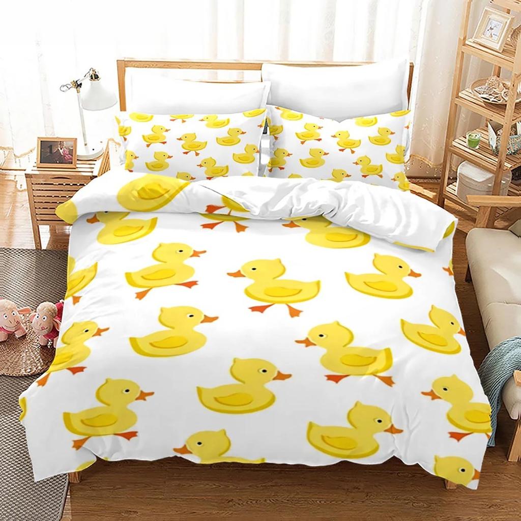 Comforter Yellow Duck Bedding Set Single Twin Full Queen King Size Little Duck Bed Set Aldult Kid Bedroom Duvet Sets 3D Print